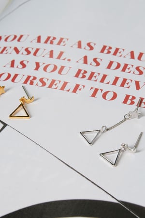Earrings Triangular Space Silver Color Copper h5 Picture2